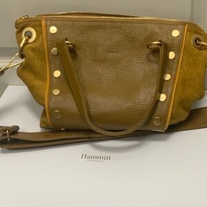 Hammitt Medium Daniel Bag with Gold Rivets and crossbody straps for wallet